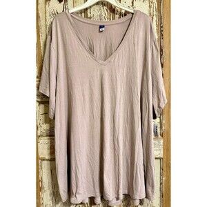 Women's Old Navy Luxe V-Neck Shine T-Shirt- Mauve Shine - 4X (28-30)